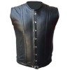 Mens Sheep Skin Real Leather Vest Steel Boned Victorian Style Corset Gothic Steampunk Vest 